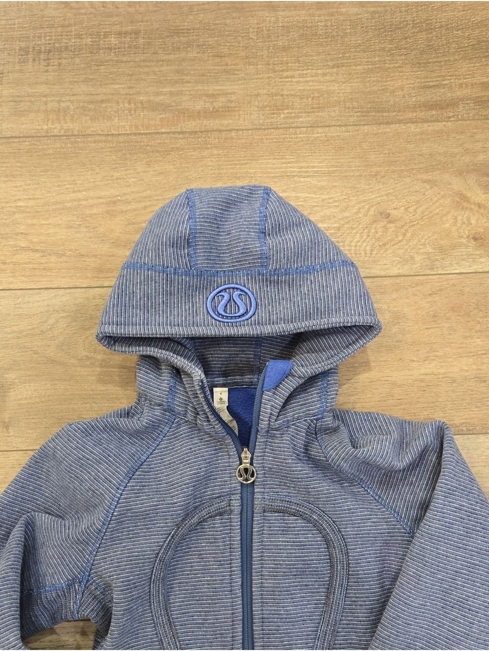 Lululemon Blue Microstripe Rocksteady Active Sciba Full-Zip Hooded Jacket - Picture 3 of 9